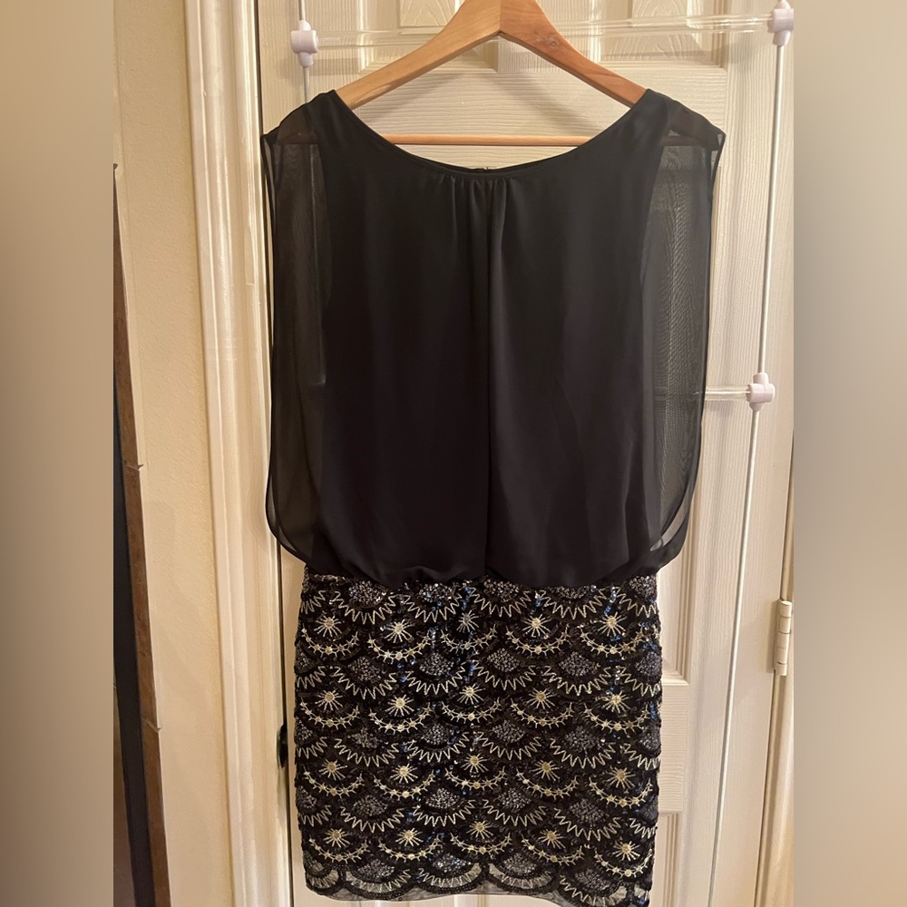 Aidan by Aidan Mattie Cocktail Dress - black/gold sequin embellished skirt